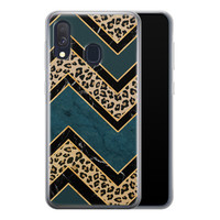 Leuke Telefoonhoesjes Samsung Galaxy A40 siliconen hoesje - Luipaard zigzag