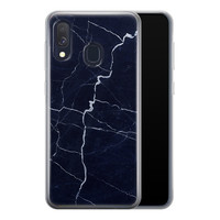 Leuke Telefoonhoesjes Samsung Galaxy A40 siliconen hoesje - Marmer navy blauw