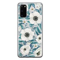 Leuke Telefoonhoesjes Samsung Galaxy S20 siliconen hoesje - Witte bloemen