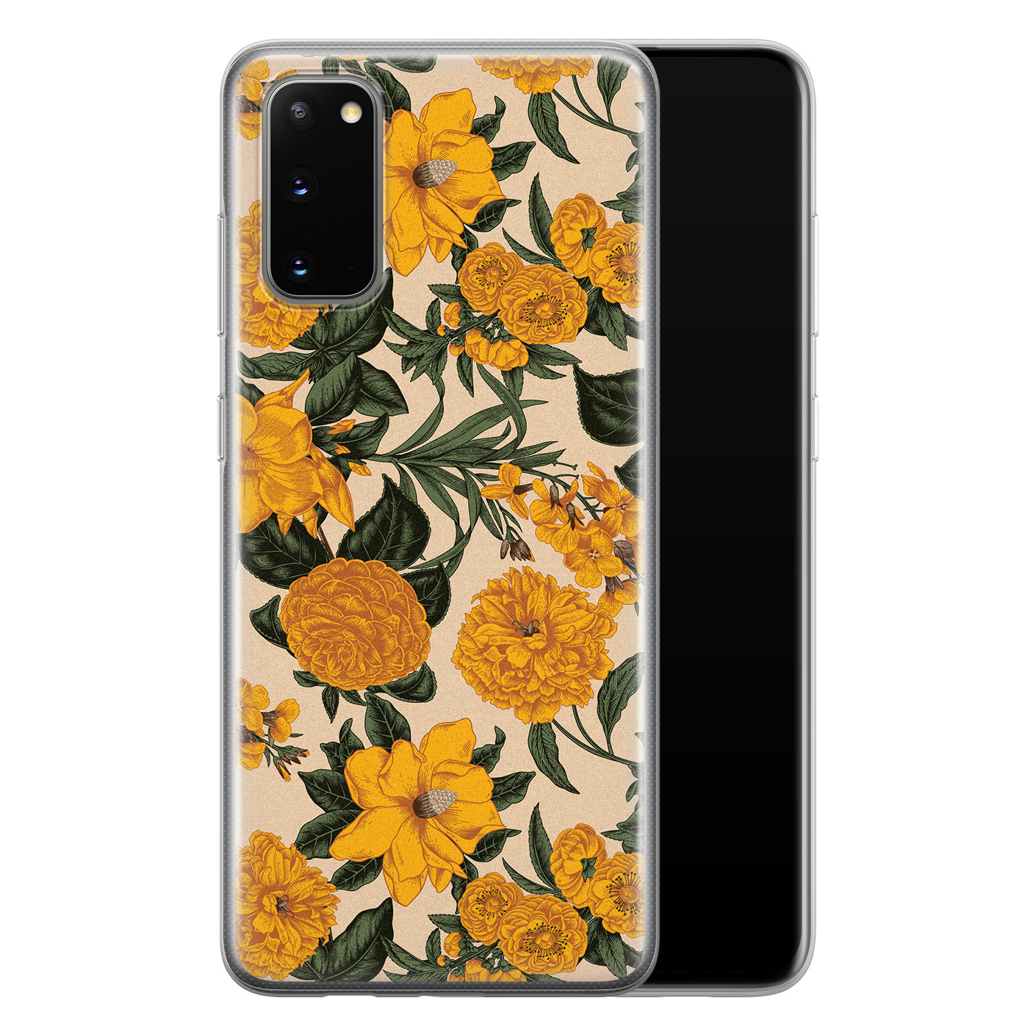 Leuke Telefoonhoesjes Samsung Galaxy S20 siliconen hoesje - Retro flowers