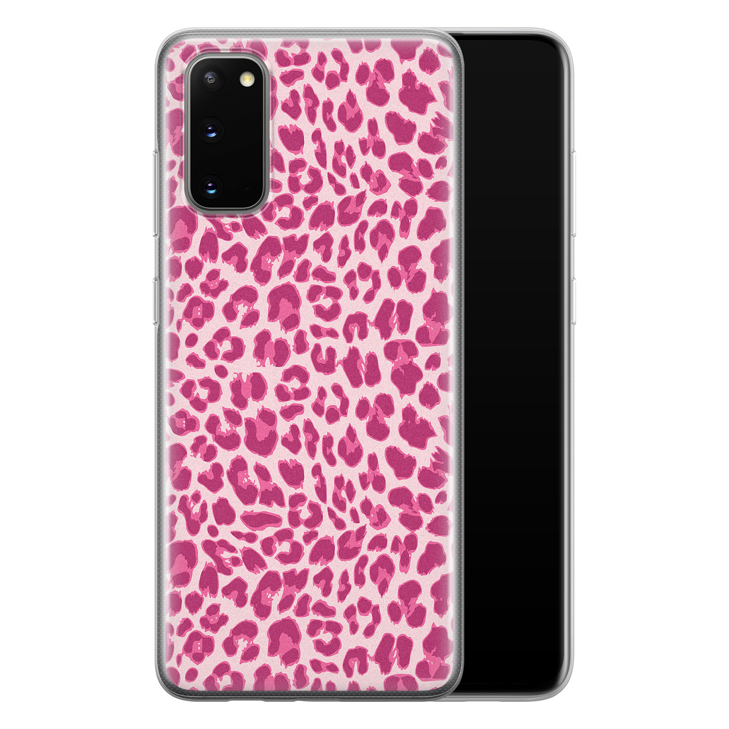 Leuke Telefoonhoesjes Samsung Galaxy S20 siliconen hoesje - Luipaard roze