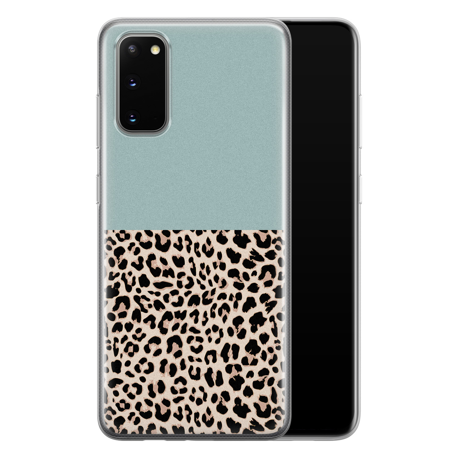 Leuke Telefoonhoesjes Samsung Galaxy S20 siliconen hoesje - Luipaard mint