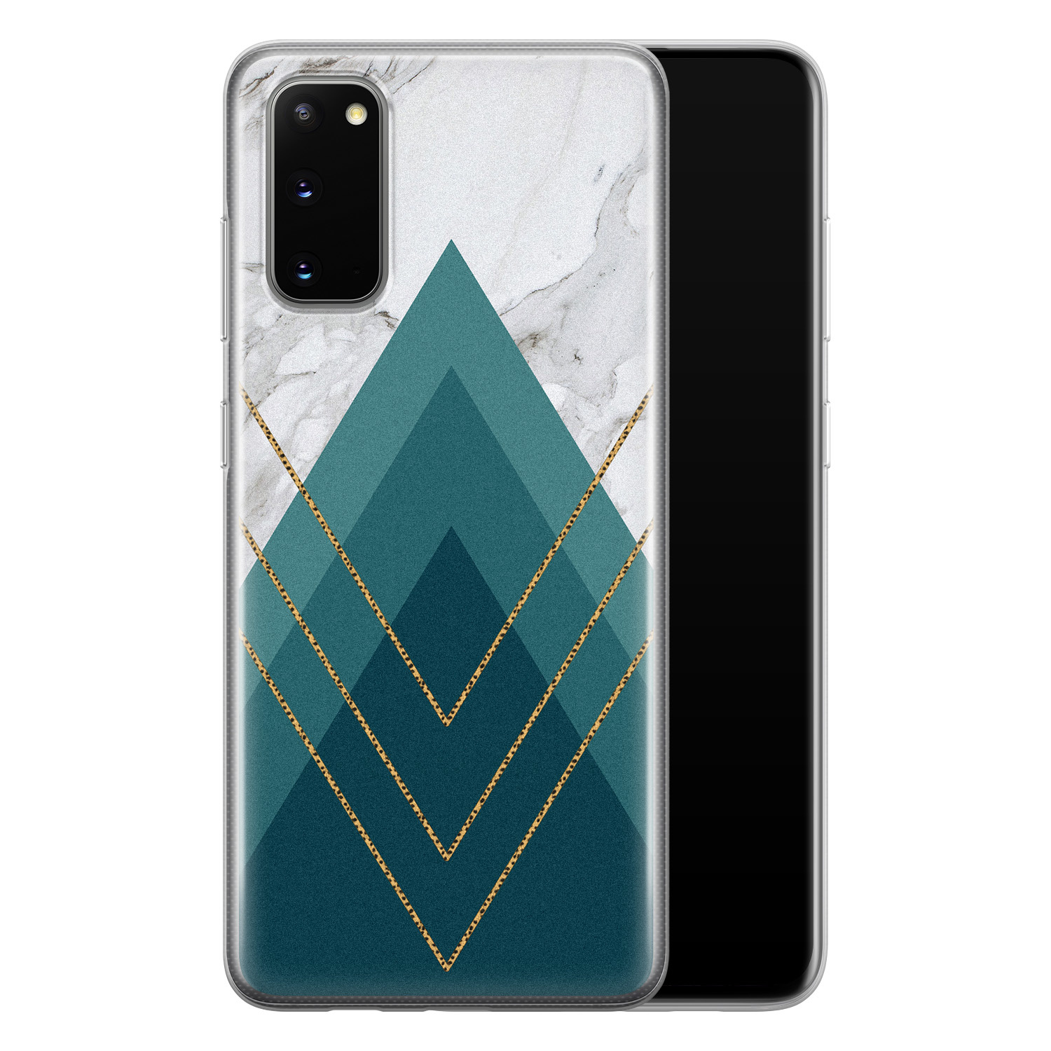 Leuke Telefoonhoesjes Samsung Galaxy S20 siliconen hoesje - Geometrisch blauw