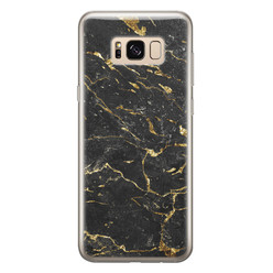 Leuke Telefoonhoesjes Samsung Galaxy S8 siliconen hoesje - Marmer zwart goud