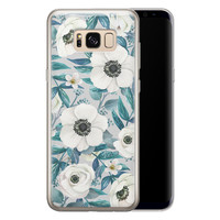 Leuke Telefoonhoesjes Samsung Galaxy S8 siliconen hoesje - Witte bloemen