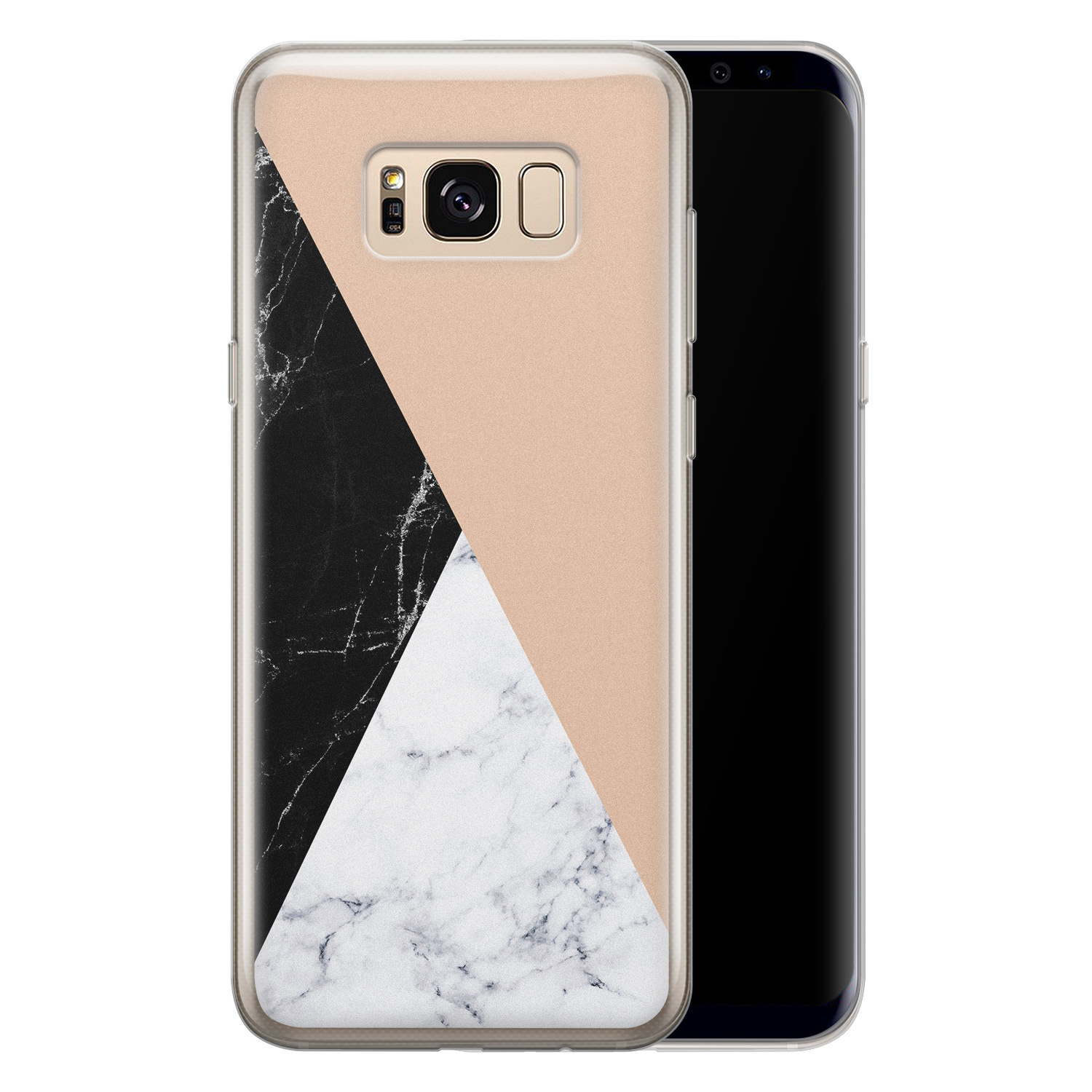 Leuke Telefoonhoesjes Samsung Galaxy S8 siliconen hoesje - Marmer zwart bruin