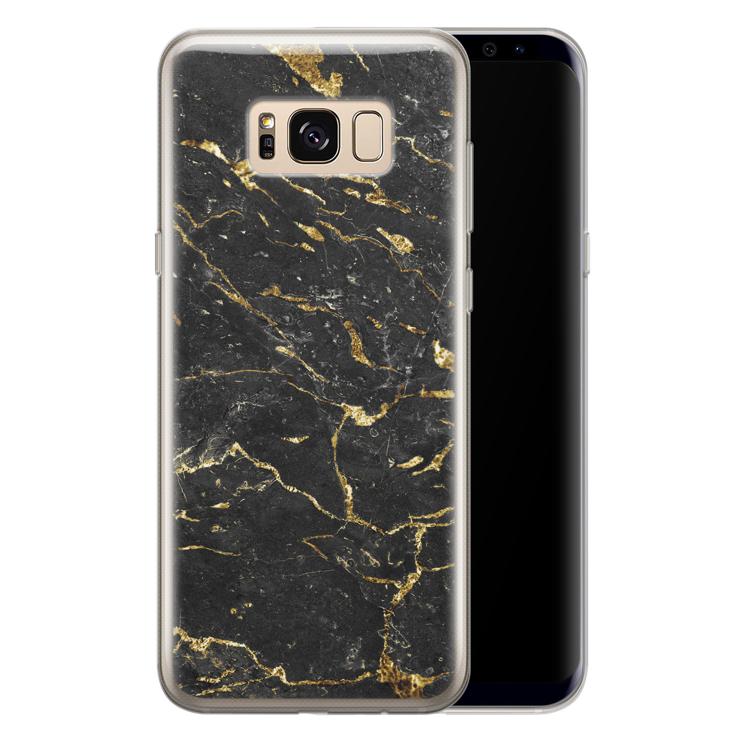 As mezelf gas Samsung Galaxy S8 siliconen hoesje - Marmer zwart goud - Leuke  Telefoonhoesjes