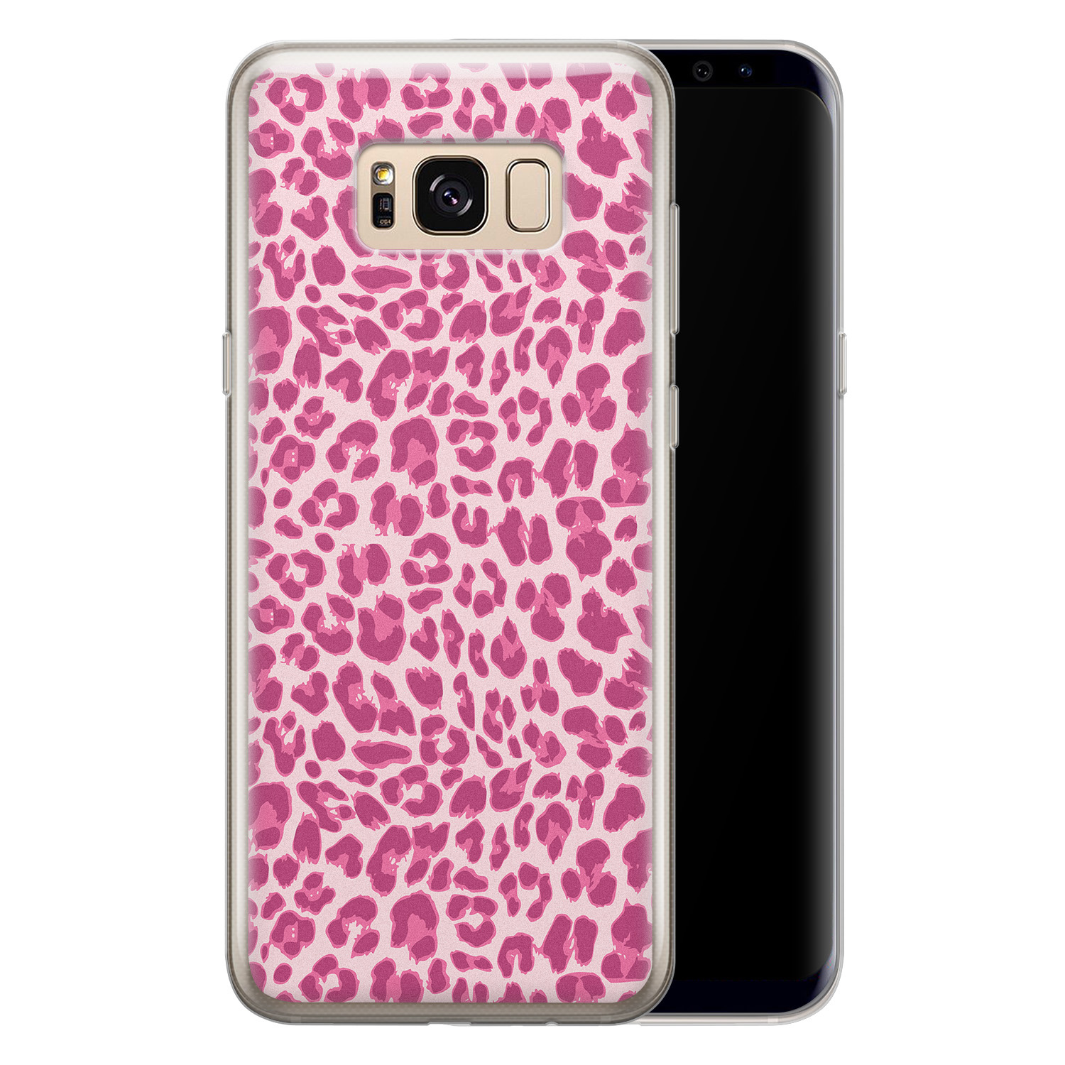 Leuke Telefoonhoesjes Samsung Galaxy S8 siliconen hoesje - Luipaard roze