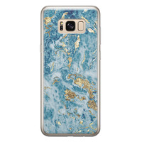 Leuke Telefoonhoesjes Samsung Galaxy S8 siliconen hoesje - Goud blauw marmer