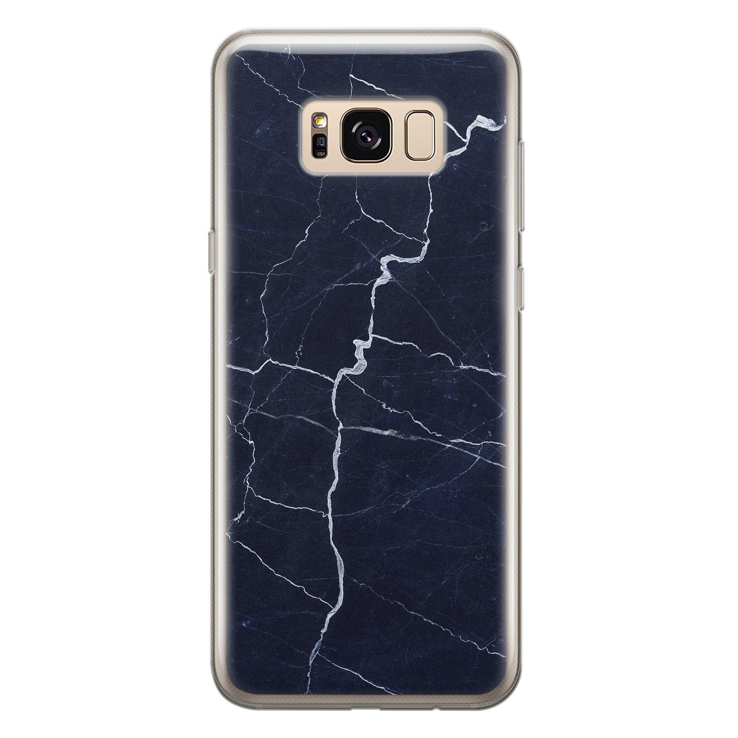 Leuke Telefoonhoesjes Samsung Galaxy S8 siliconen hoesje - Marmer navy blauw