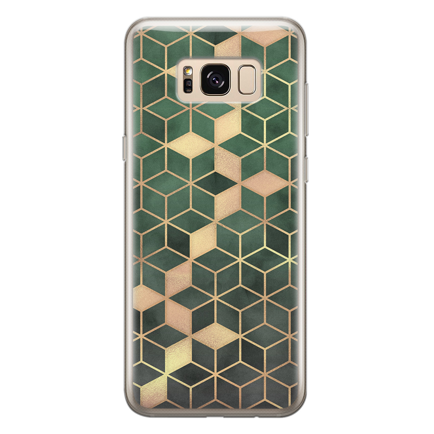 Leuke Telefoonhoesjes Samsung Galaxy S8 siliconen hoesje - Green cubes