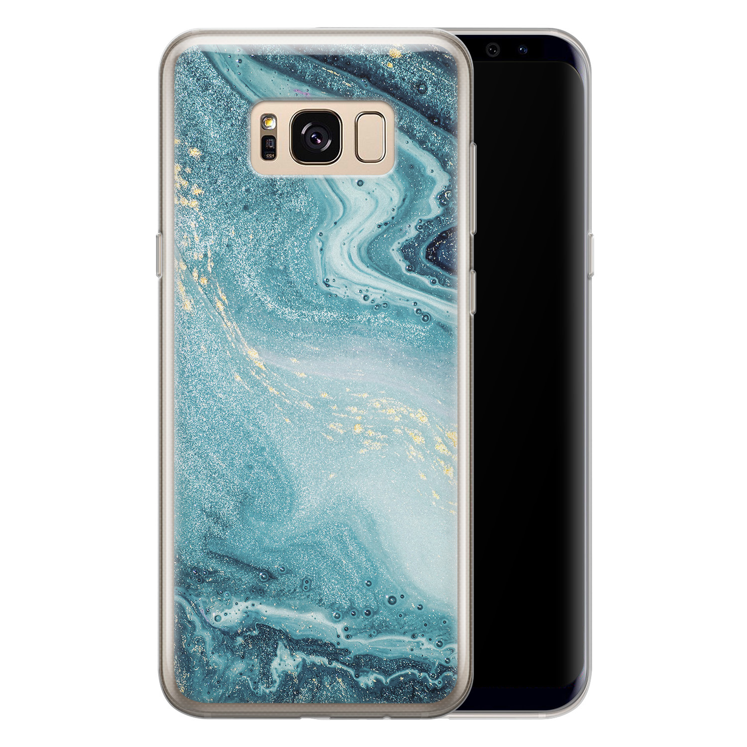 Leuke Telefoonhoesjes Samsung Galaxy S8 siliconen hoesje - Marmer blauw