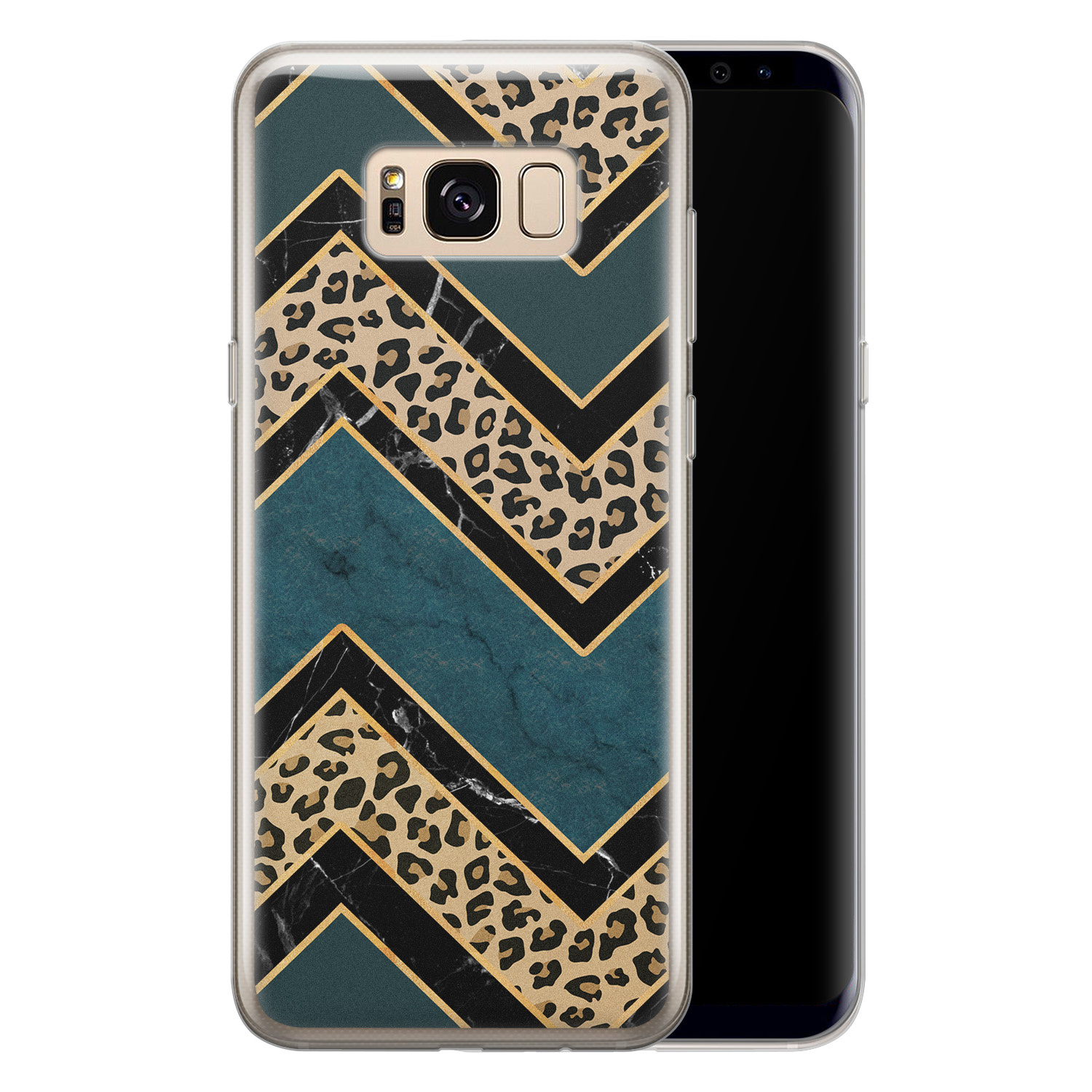 Leuke Telefoonhoesjes Samsung Galaxy S8 siliconen hoesje - Luipaard zigzag