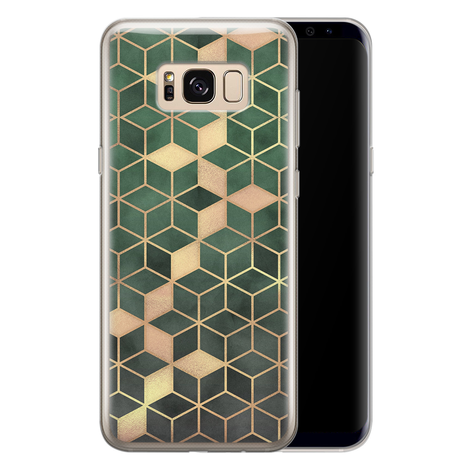 Leuke Telefoonhoesjes Samsung Galaxy S8 siliconen hoesje - Green cubes