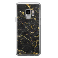 Leuke Telefoonhoesjes Samsung Galaxy S9 siliconen hoesje - Marmer zwart goud