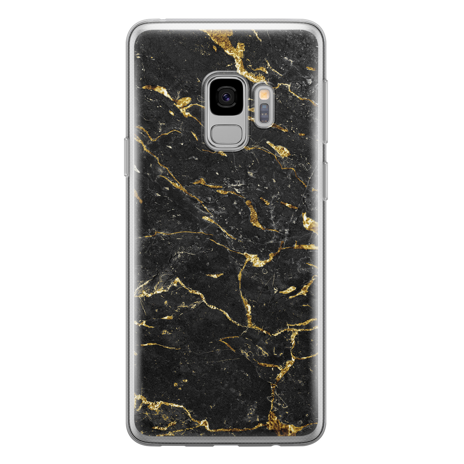 Leuke Telefoonhoesjes Samsung Galaxy S9 siliconen hoesje - Marmer zwart goud