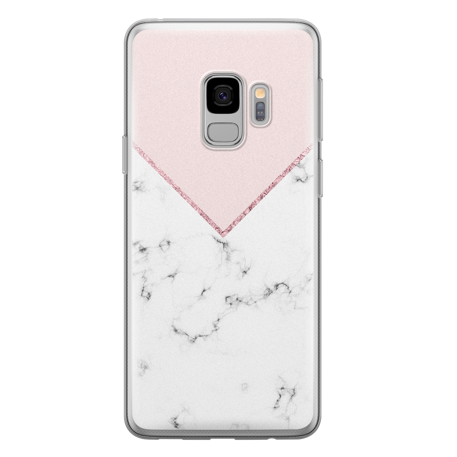 Leuke Telefoonhoesjes Samsung Galaxy S9 siliconen hoesje - Marmer roze grijs