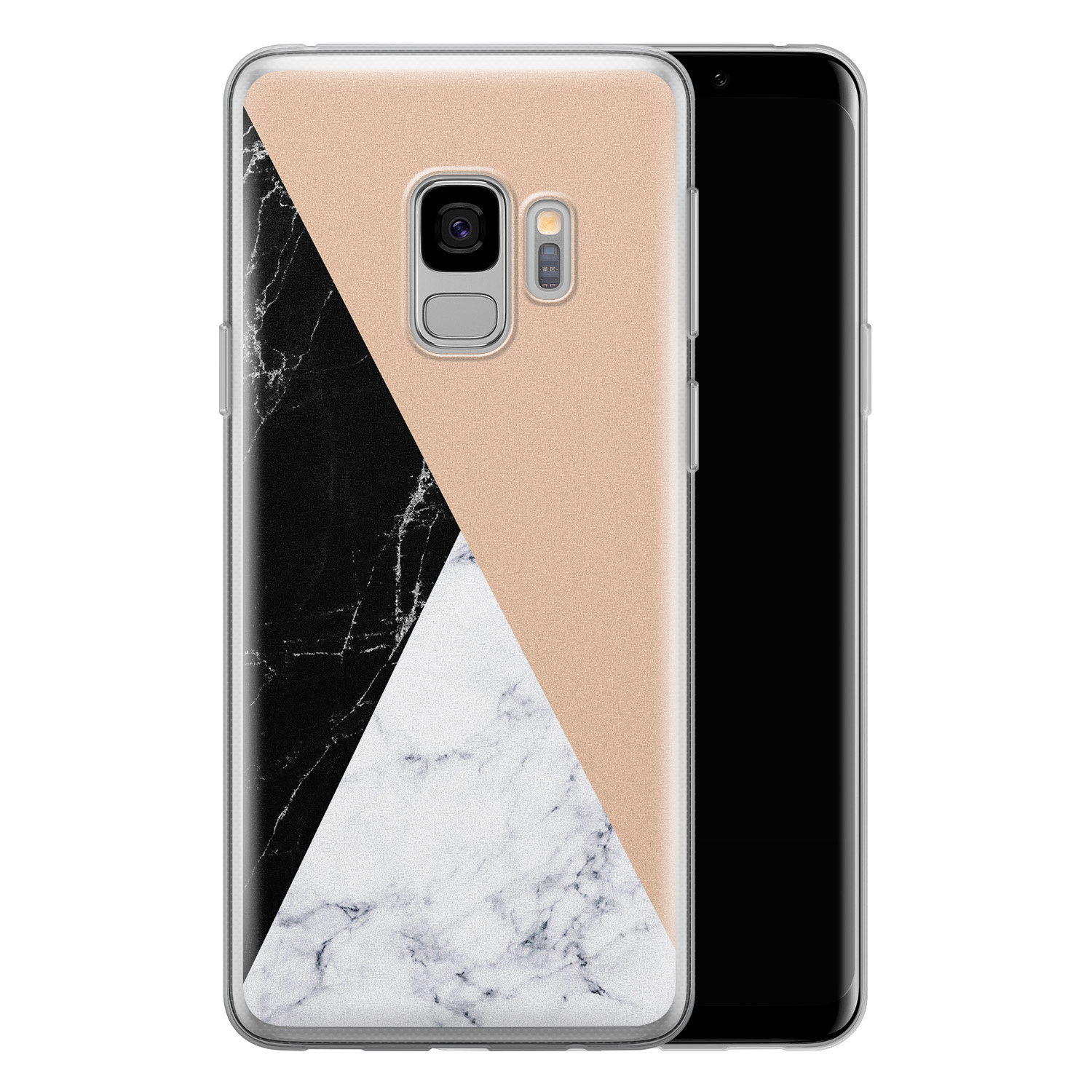 Leuke Telefoonhoesjes Samsung Galaxy S9 siliconen hoesje - Marmer zwart bruin