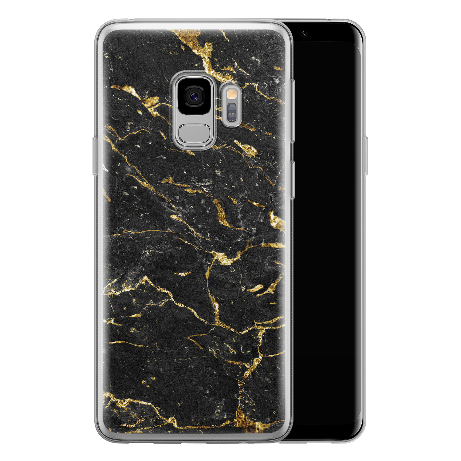 Leuke Telefoonhoesjes Samsung Galaxy S9 siliconen hoesje - Marmer zwart goud