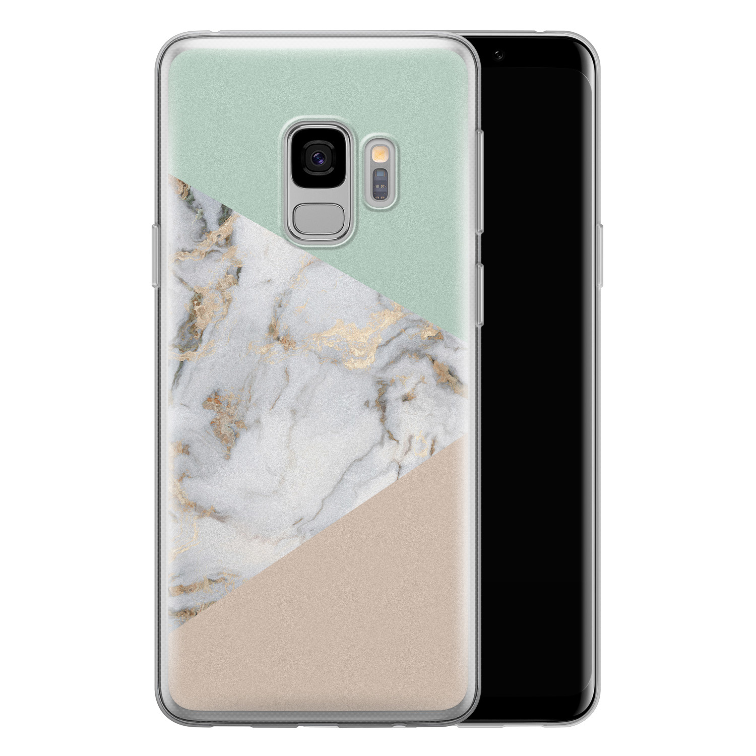 Leuke Telefoonhoesjes Samsung Galaxy S9 siliconen hoesje - Marmer pastel mix