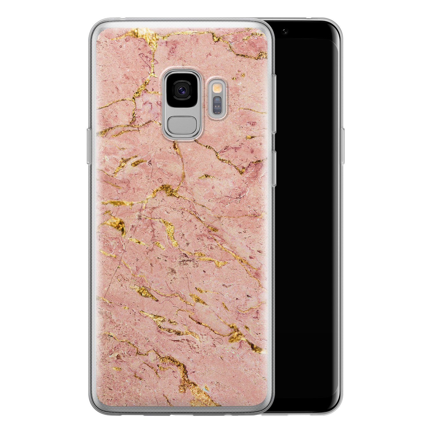Leuke Telefoonhoesjes Samsung Galaxy S9 siliconen hoesje - Marmer roze goud