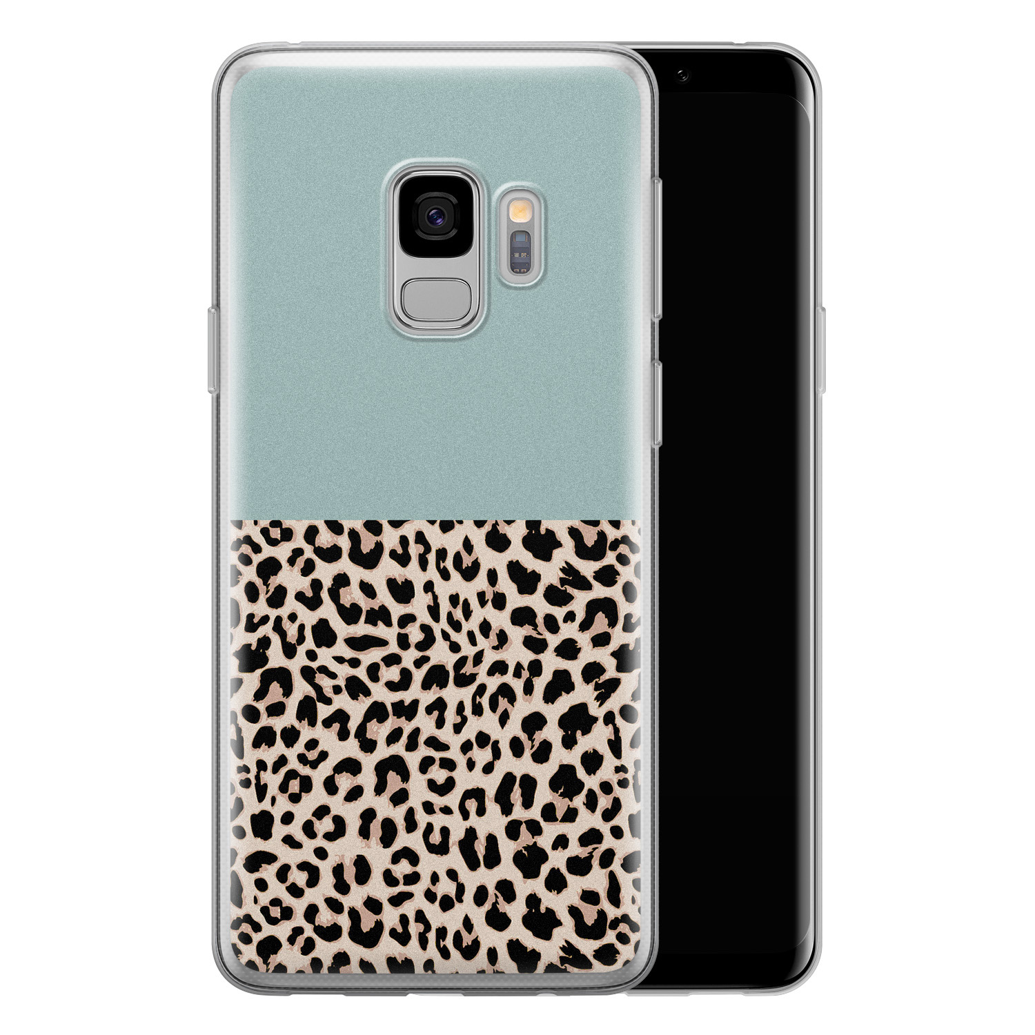 Leuke Telefoonhoesjes Samsung Galaxy S9 siliconen hoesje - Luipaard mint