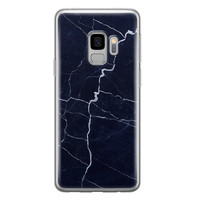 Leuke Telefoonhoesjes Samsung Galaxy S9 siliconen hoesje - Marmer navy blauw
