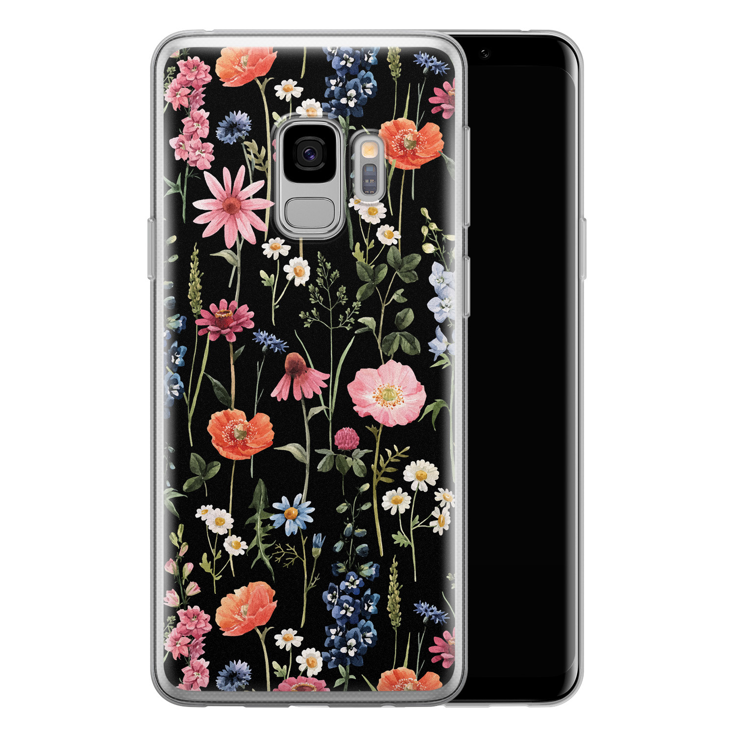 Leuke Telefoonhoesjes Samsung Galaxy S9 siliconen hoesje - Dark flowers