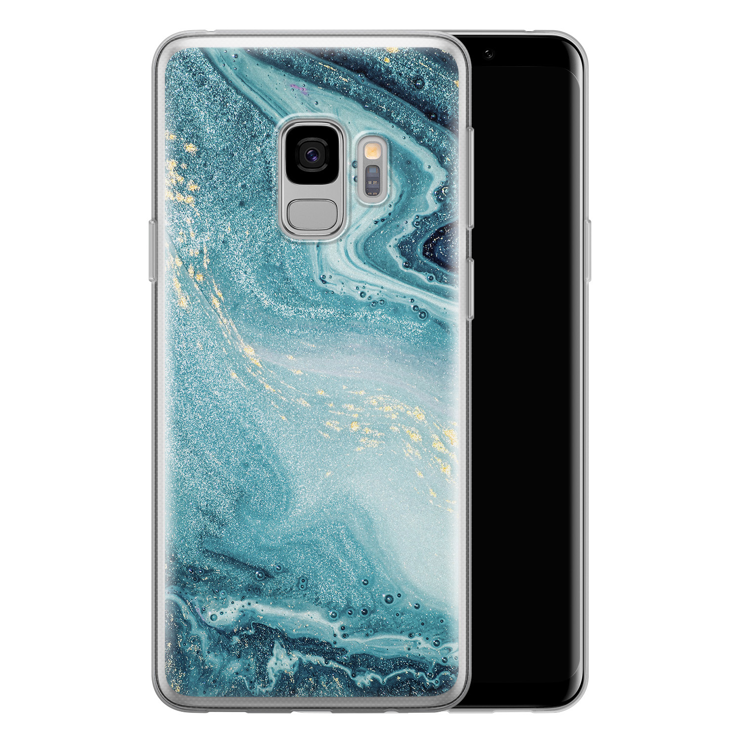 Leuke Telefoonhoesjes Samsung Galaxy S9 siliconen hoesje - Marmer blauw