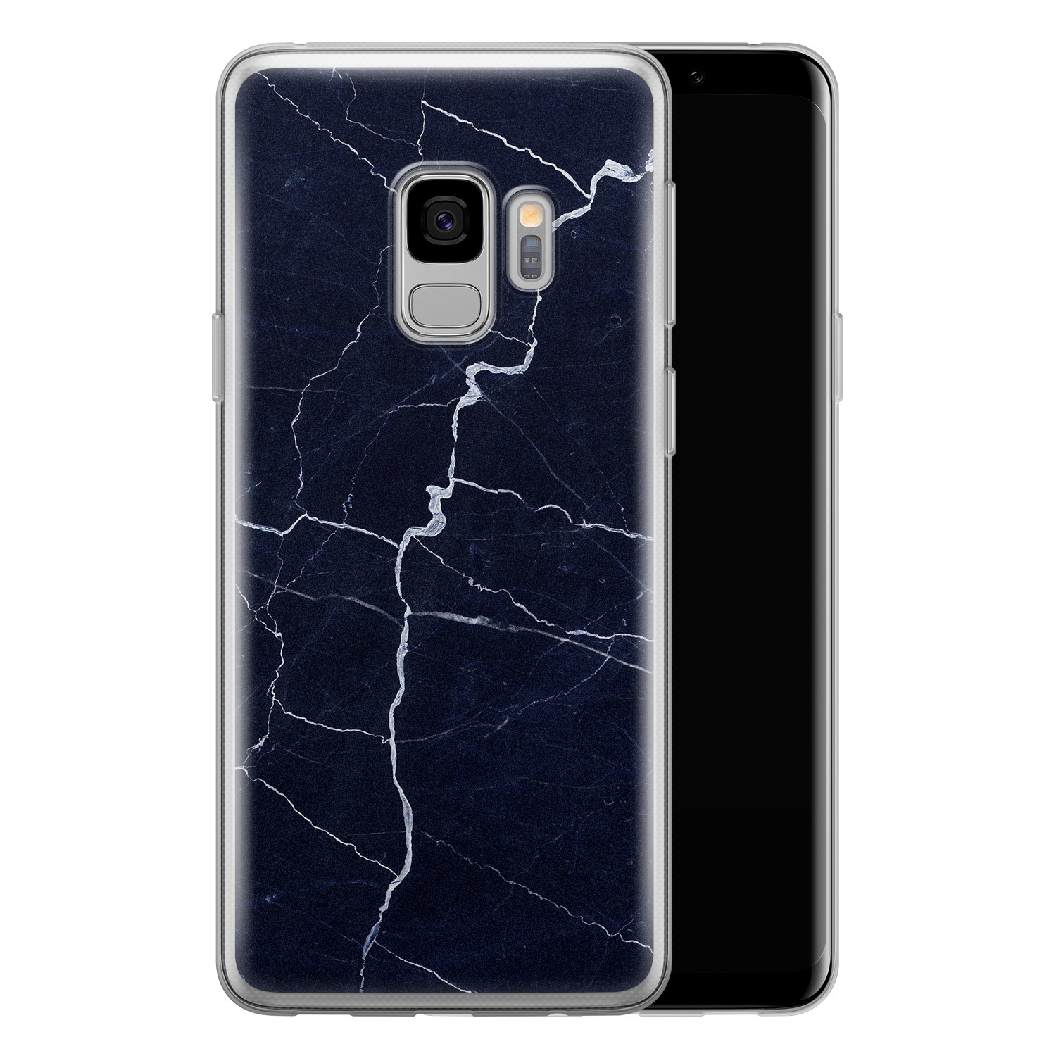 Leuke Telefoonhoesjes Samsung Galaxy S9 siliconen hoesje - Marmer navy blauw