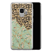 Leuke Telefoonhoesjes Samsung Galaxy S9 siliconen hoesje - Luipaard flower print