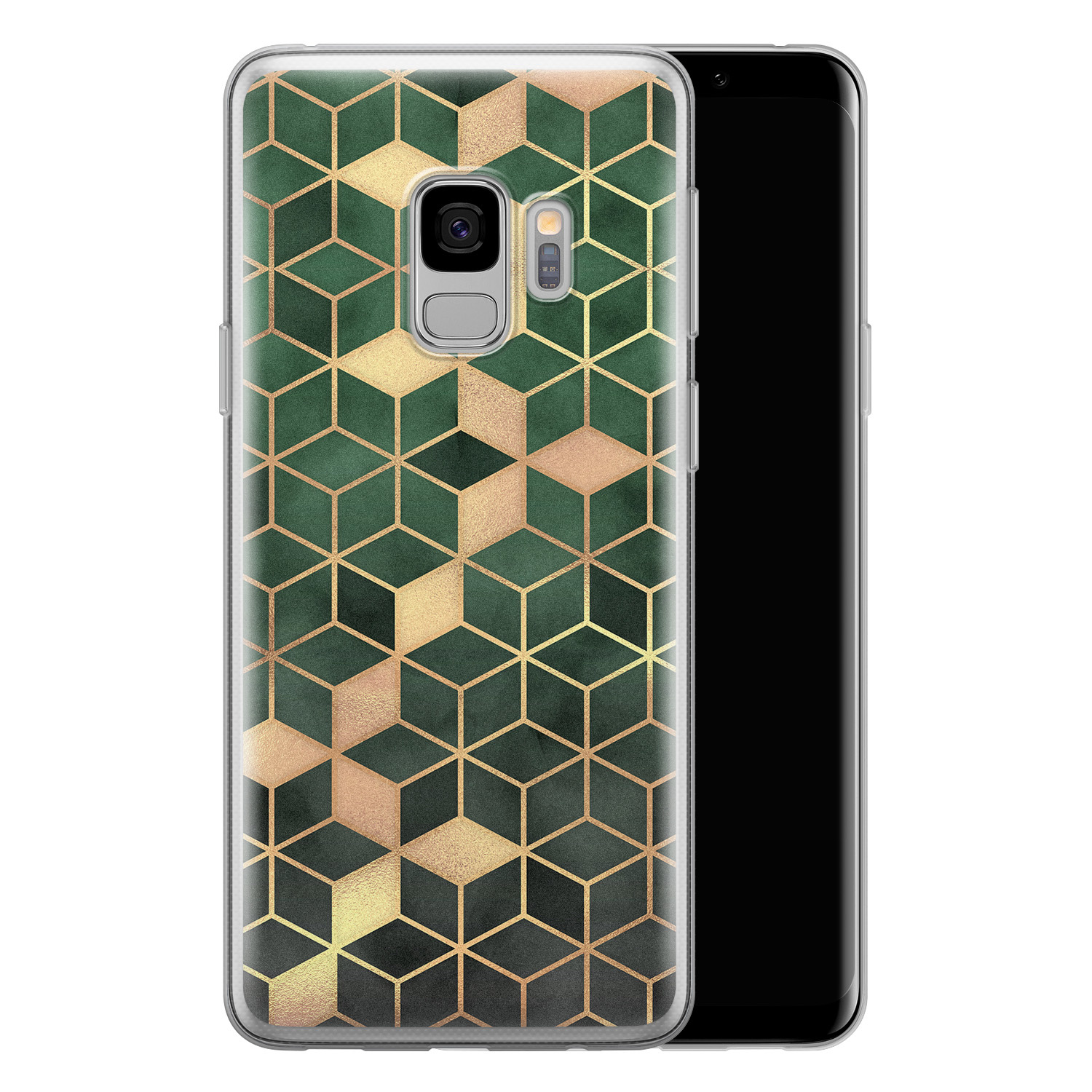 Leuke Telefoonhoesjes Samsung Galaxy S9 siliconen hoesje - Green cubes