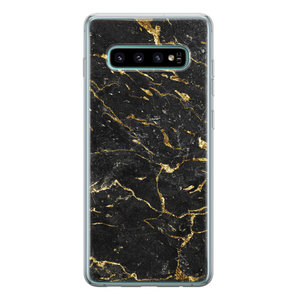 Leuke Telefoonhoesjes Samsung Galaxy S10 siliconen hoesje - Marmer zwart goud