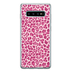 Leuke Telefoonhoesjes Samsung Galaxy S10 siliconen hoesje - Luipaard roze