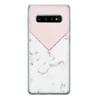 Leuke Telefoonhoesjes Samsung Galaxy S10 siliconen hoesje - Marmer roze grijs