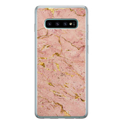 Leuke Telefoonhoesjes Samsung Galaxy S10 siliconen hoesje - Marmer roze goud