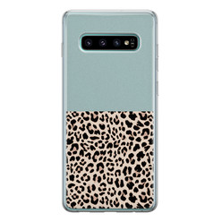 Leuke Telefoonhoesjes Samsung Galaxy S10 siliconen hoesje - Luipaard mint