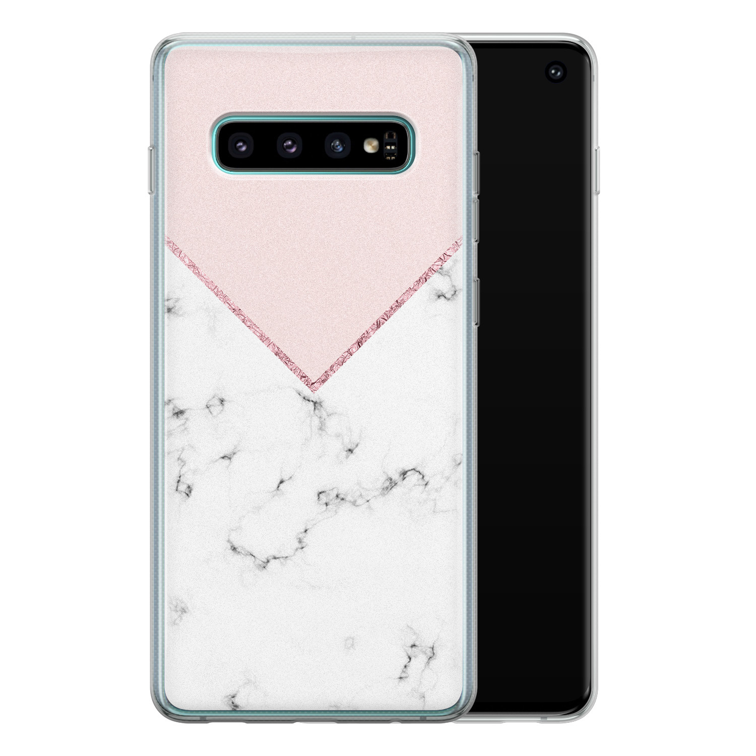 Leuke Telefoonhoesjes Samsung Galaxy S10 siliconen hoesje - Marmer roze grijs