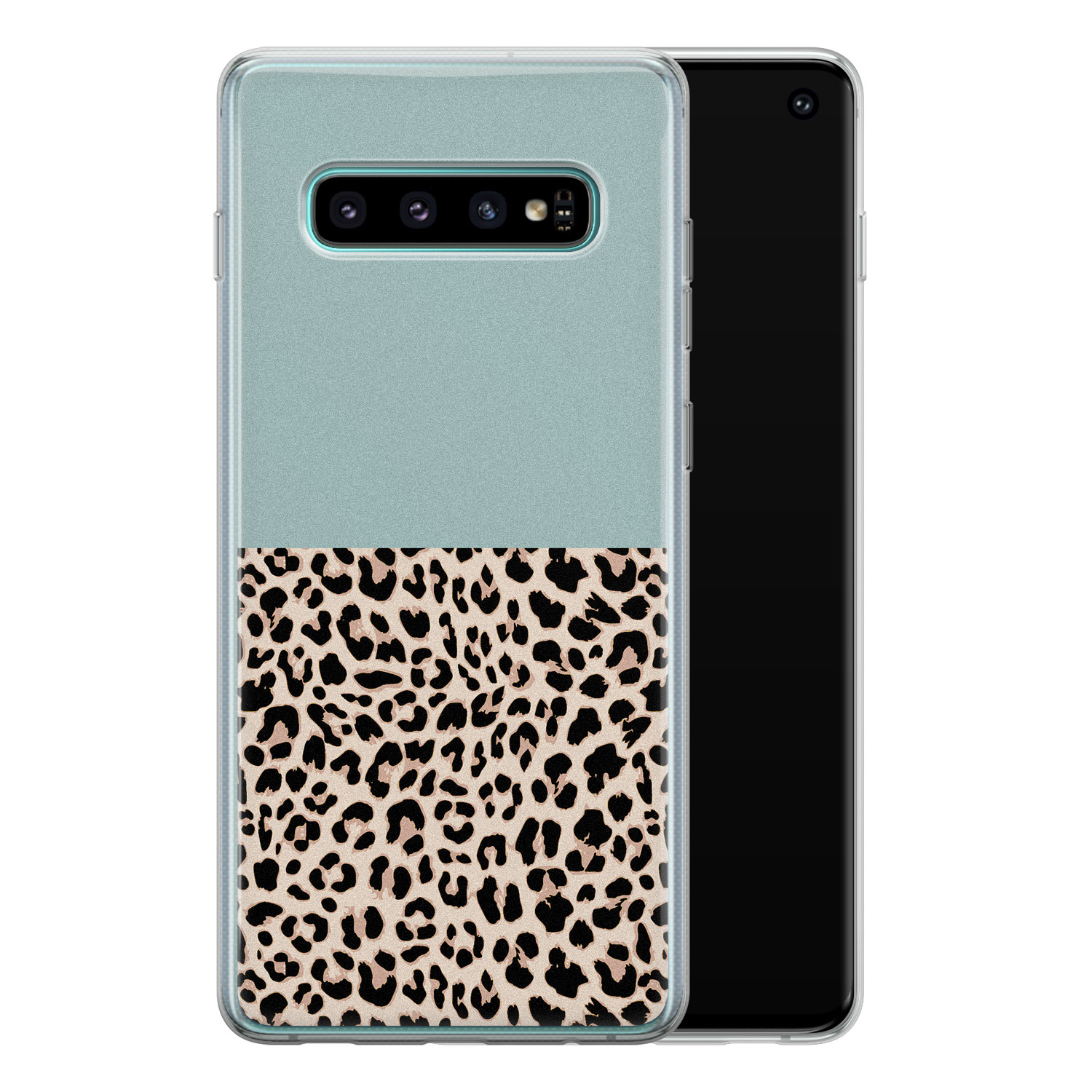 Leuke Telefoonhoesjes Samsung Galaxy S10 siliconen hoesje - Luipaard mint