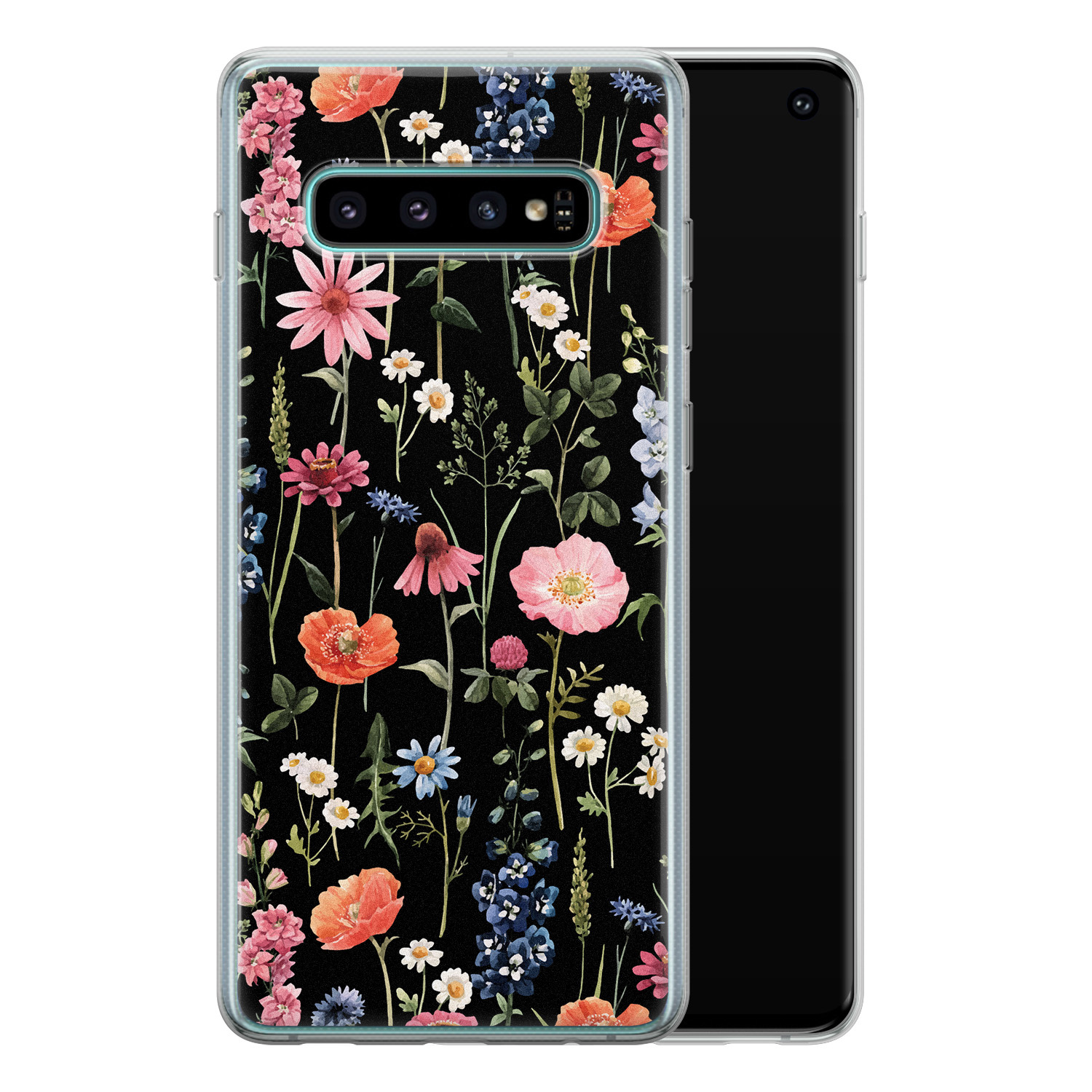Leuke Telefoonhoesjes Samsung Galaxy S10 siliconen hoesje - Dark flowers