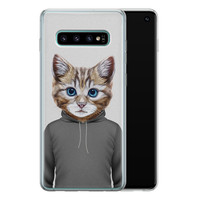 Leuke Telefoonhoesjes Samsung Galaxy S10 siliconen hoesje - Poezenhoofd