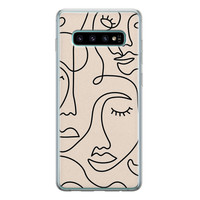 Leuke Telefoonhoesjes Samsung Galaxy S10 siliconen hoesje - Abstract gezicht lijnen