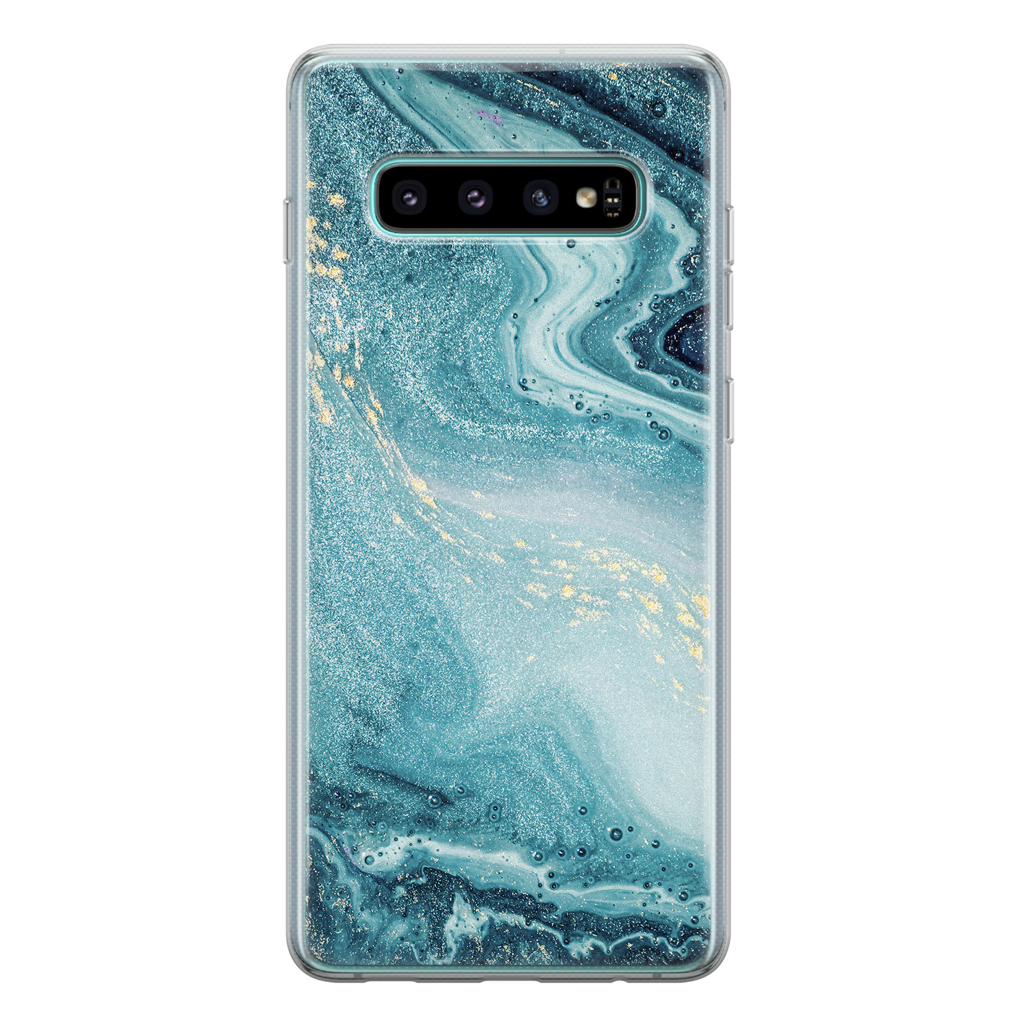 De kamer schoonmaken Wereldrecord Guinness Book constant Samsung Galaxy S10 siliconen hoesje - Marmer blauw - Leuke Telefoonhoesjes