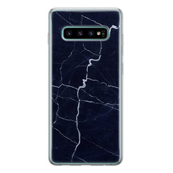 Leuke Telefoonhoesjes Samsung Galaxy S10 siliconen hoesje - Marmer navy blauw