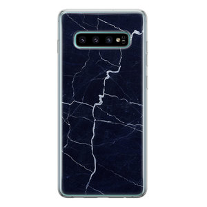 Leuke Telefoonhoesjes Samsung Galaxy S10 siliconen hoesje - Marmer navy blauw