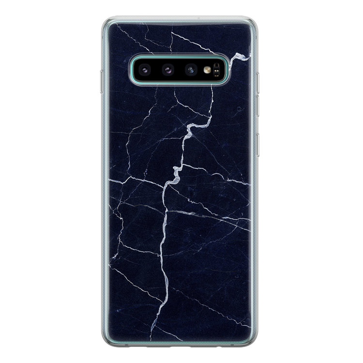 Leuke Telefoonhoesjes Samsung Galaxy S10 siliconen hoesje - Marmer navy blauw