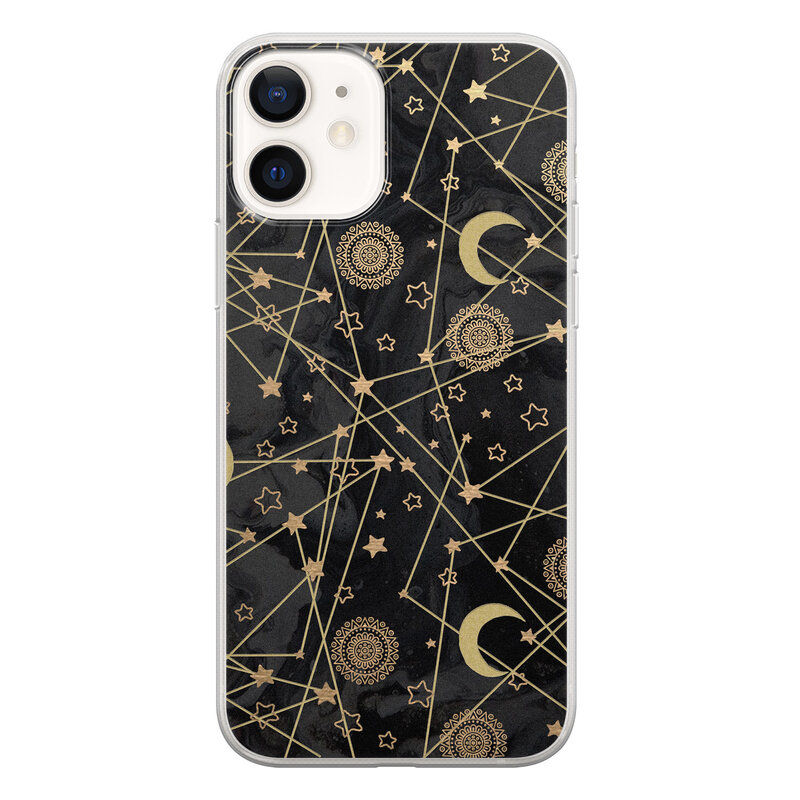 Leuke Telefoonhoesjes iPhone 12 siliconen hoesje - Sun, moon, stars