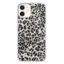 Leuke Telefoonhoesjes iPhone 12 siliconen hoesje - Luipaard grijs