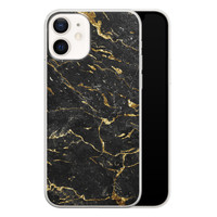 Leuke Telefoonhoesjes iPhone 12 siliconen hoesje - Marmer zwart goud