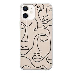 Leuke Telefoonhoesjes iPhone 12 siliconen hoesje - Abstract gezicht lijnen